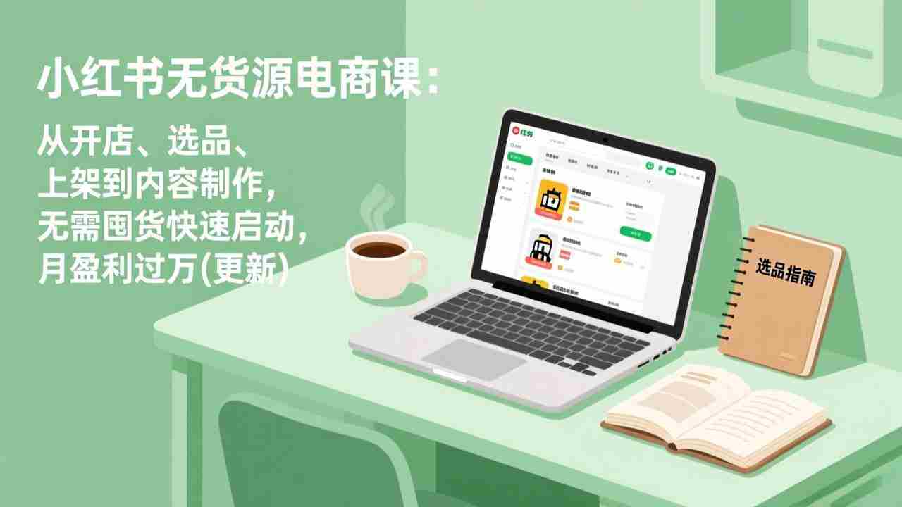 小红书无货源电商课：从开店、选品、上架到内容制作，无需囤货快速启动，月盈利过万 - 创创网