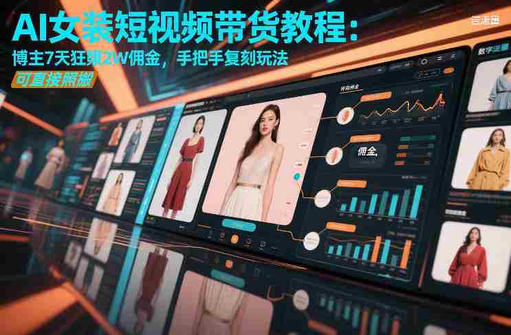 AI女装短视频带货教程：博主7天狂賺2W佣金，手把手复刻玩法，可直接照搬 - 创创网
