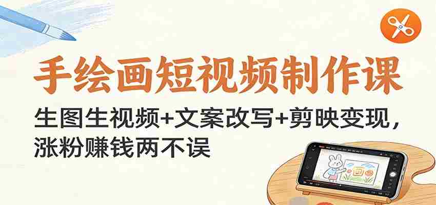 手绘画短视频制作课：生图生视频+文案改写+剪映变现，涨粉赚钱两不误 - 创创网